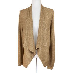 Sahalie Open Front Cardigan Size S Light Warm Brown Cotton Blend Long Sleeves